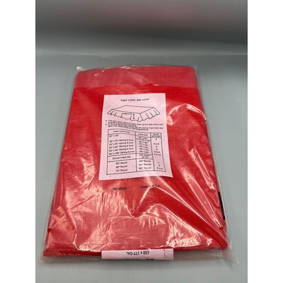 Red No Iron Tablecloth 100% Cotton 52 X 70 Soil Release Machine Wash - Picture 5 of 9